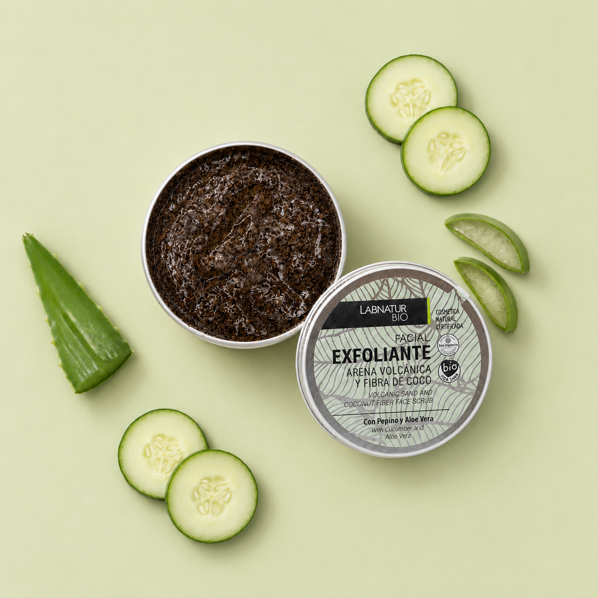 Exfoliante Facial Labnatur Bio 100 ml | Arena Volcánica y Fibra de Coco | Aloe Vera y Pepino | Vegano_2