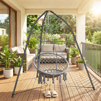 Outsunny Soporte Para Silla Colgante De Metal Con Cadena Ajustable Base Estable_1