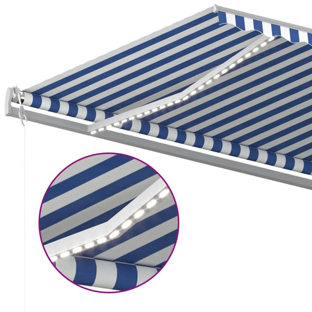 Toldo Automático Led Sensor De Viento Azul Y Blanco 500x350 Cm_3