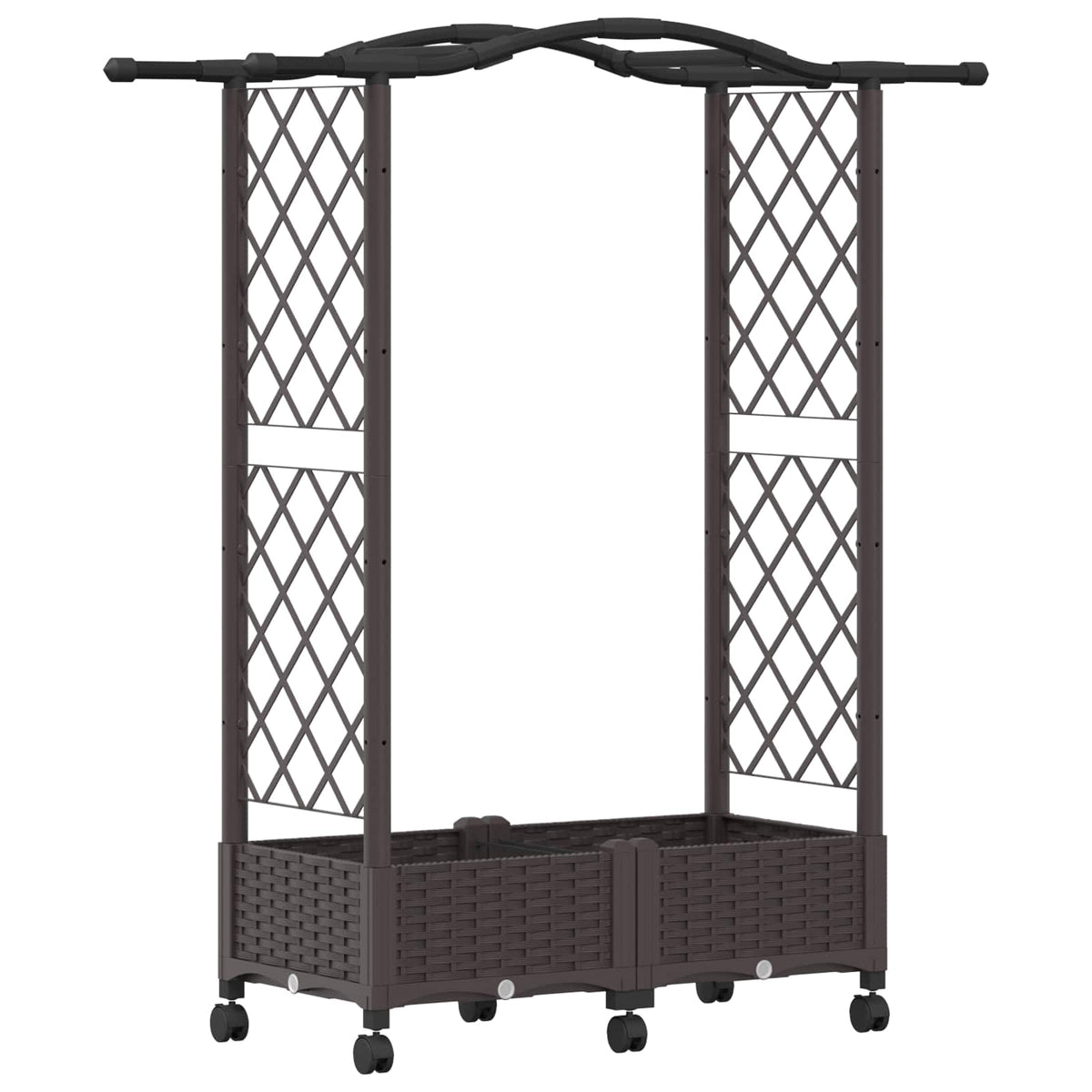 Cama Elevada Con Trellis Y Techo Marrón 124 X 40 X 129 Cm Pp_0