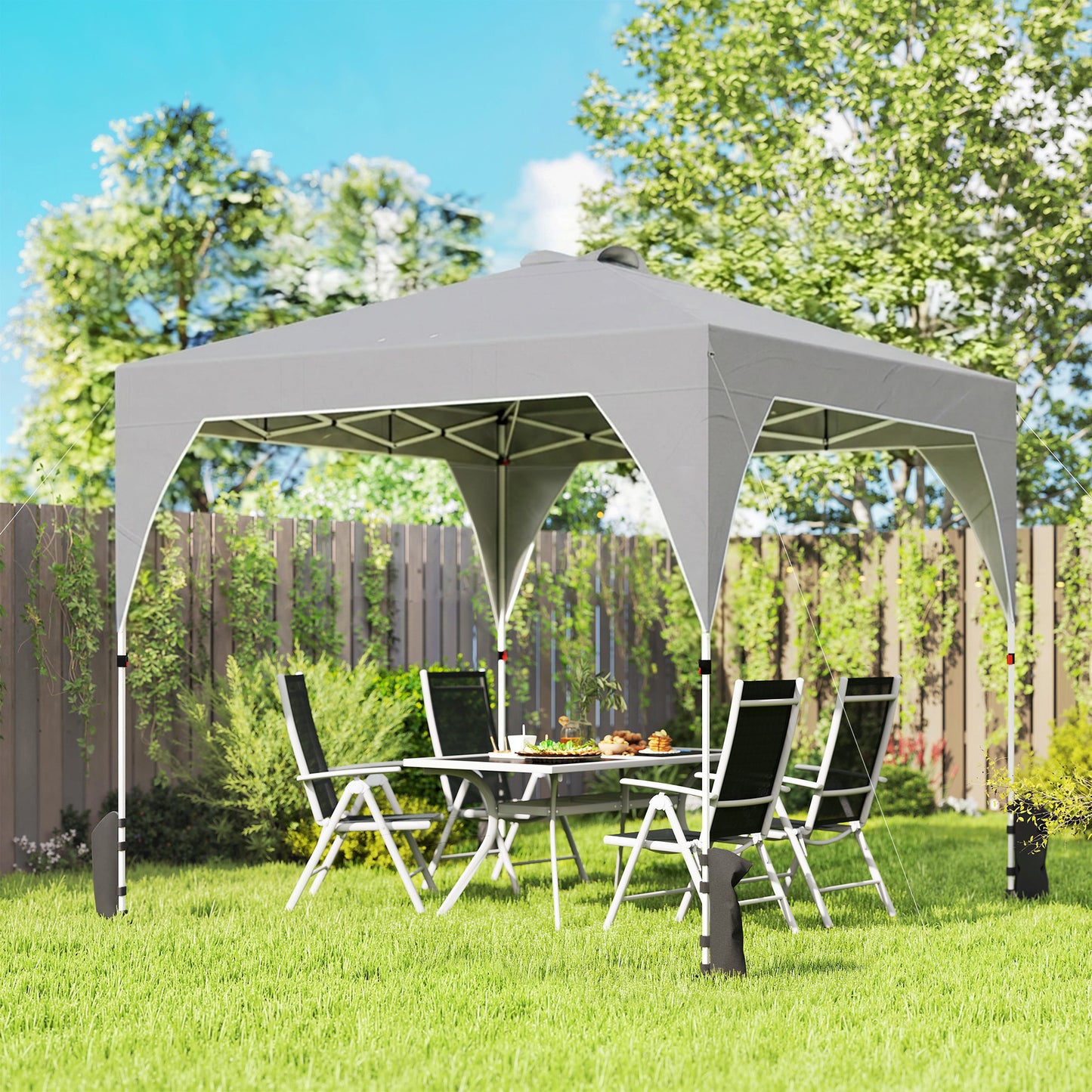 Outsunny Carpa Plegable Pop-up 3x3 M Con Bloqueo Central Altura Ajustable_1