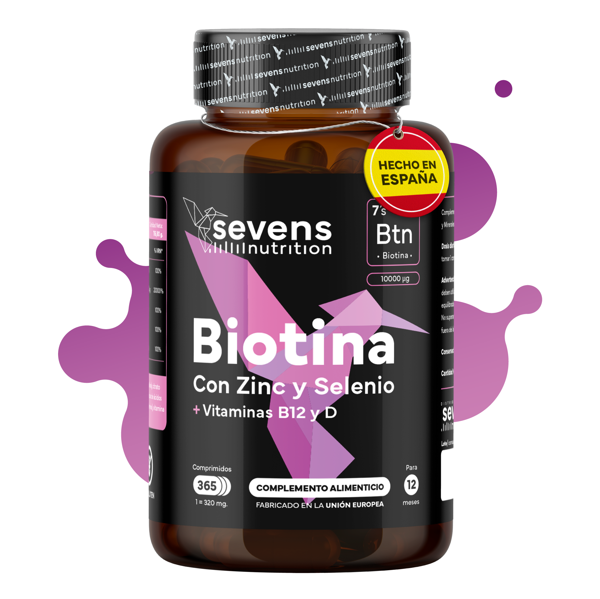 Biotina 10,000 Mcg Sevens Nutrition. Fortalece Cabello, Piel Y Uñas._0