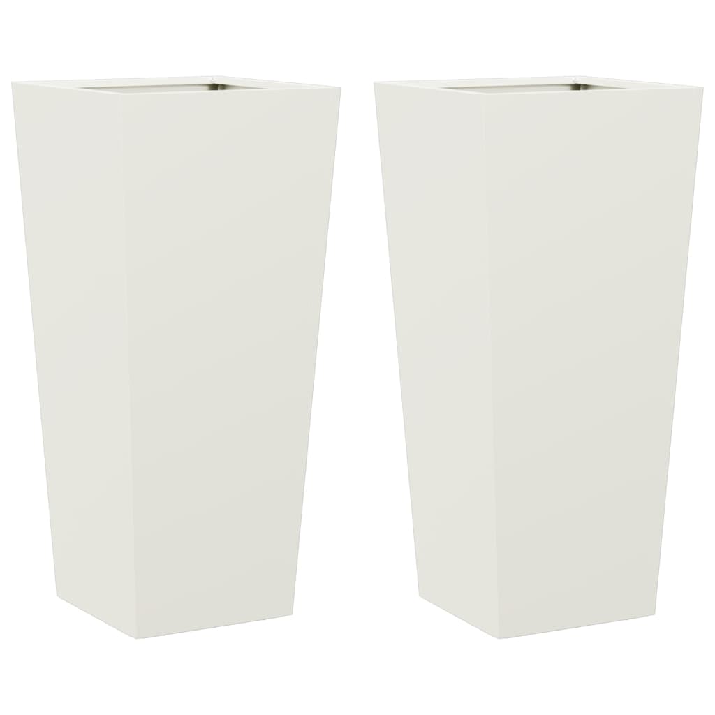 Jardineras 2 Uds Acero Blanco 35x35x75 Cm_0
