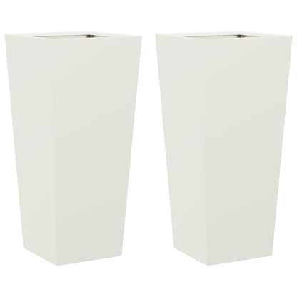 Jardineras 2 Uds Acero Blanco 35x35x75 Cm_0