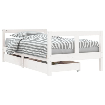 Vidaxl Estructura Cama Infantil Y Cajones Madera Pino Blanco 80x160 Cm_0