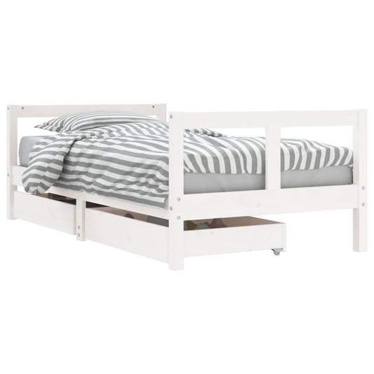 Vidaxl Estructura Cama Infantil Y Cajones Madera Pino Blanco 80x160 Cm_0