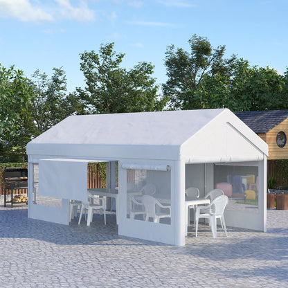 Outsunny Carpa De Jardín 6x3m 3 Puertas Extraíbles Ventanas De Malla Enrollables_1
