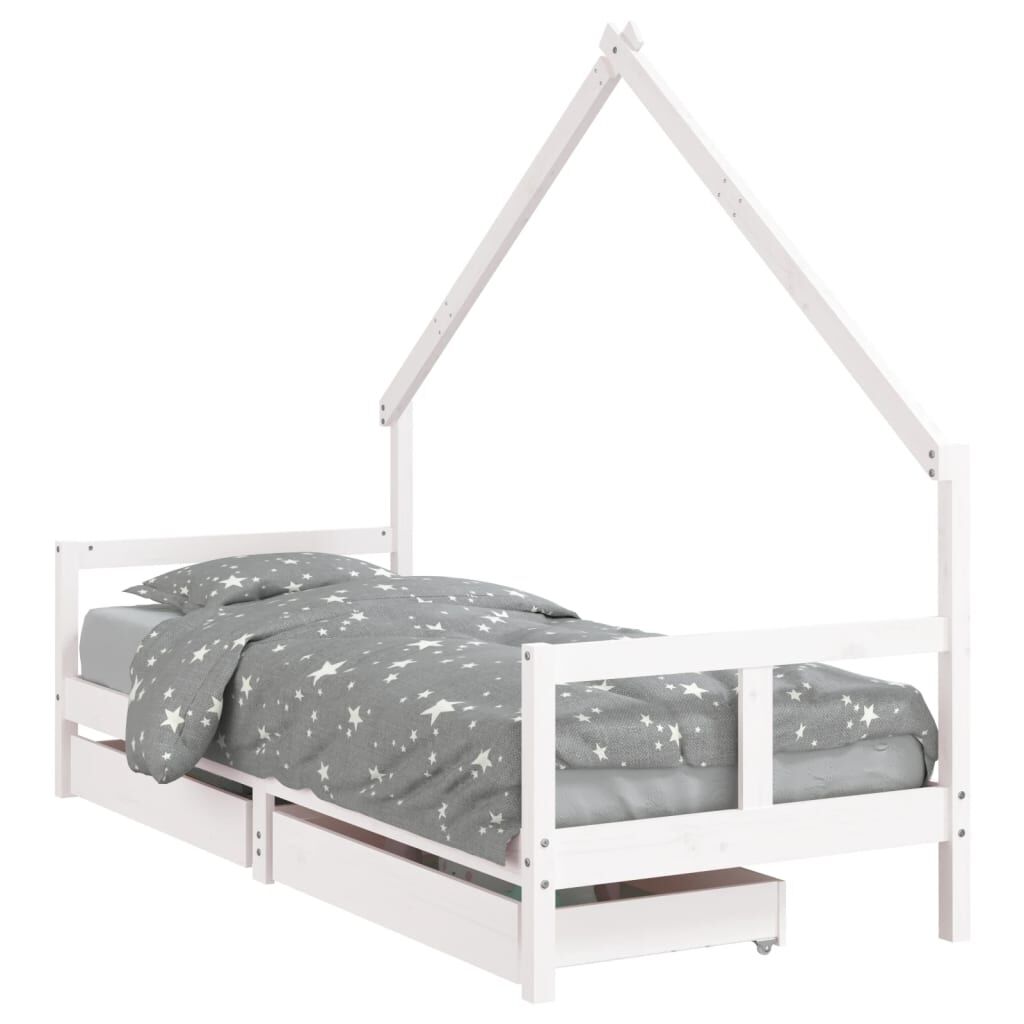 Vidaxl Estructura Cama Niños Con Cajones Madera Pino Blanco 80x200 Cm_0