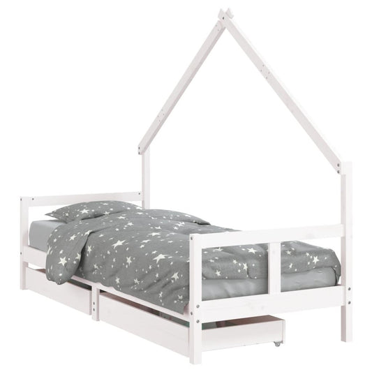 Vidaxl Estructura Cama Niños Con Cajones Madera Pino Blanco 80x200 Cm_0