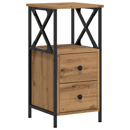 Mesita De Noche Madera Ingeniería Roble Artisan 34x35,5x70 Cm_0