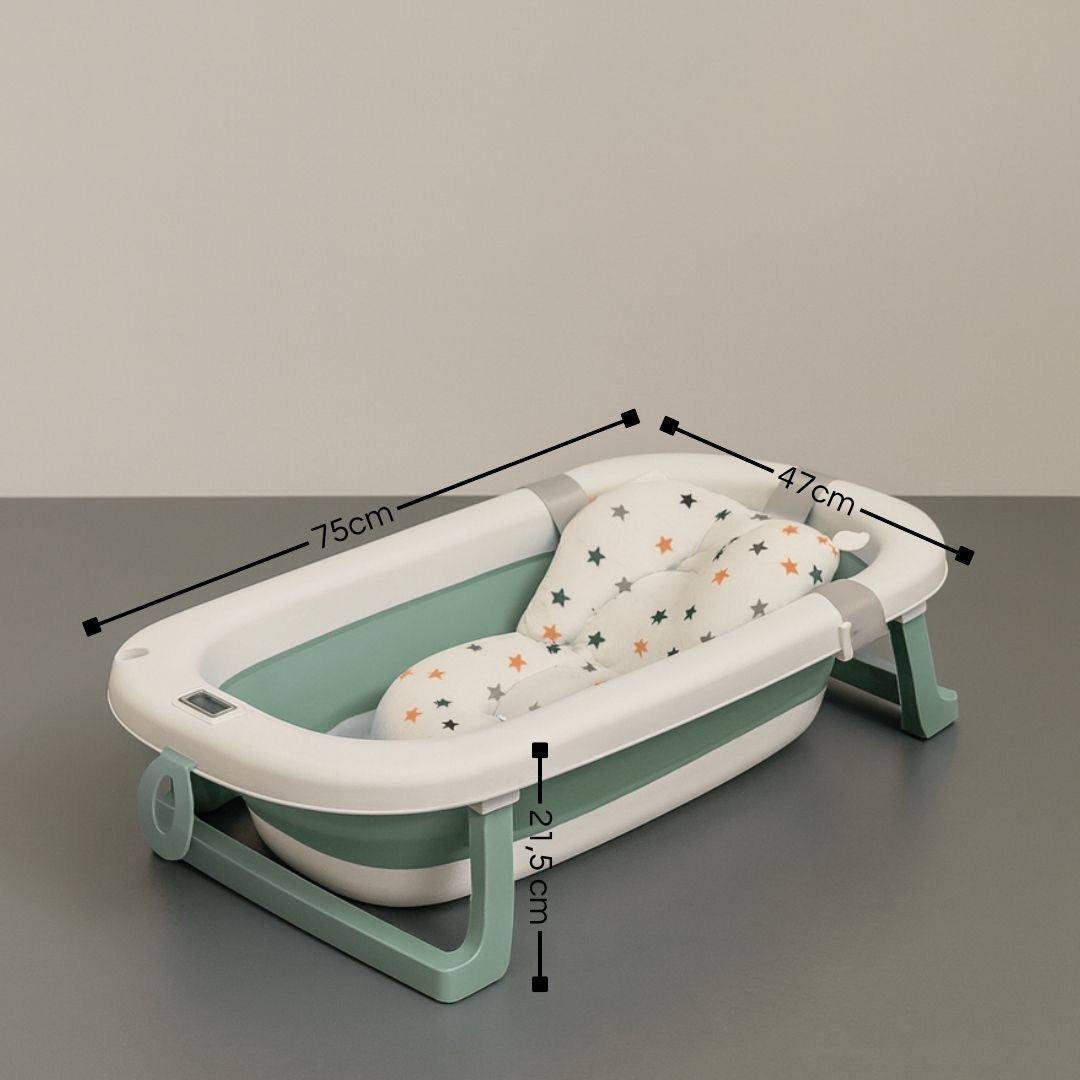 Bathby Bañera Plegable Verde Para Bebés, Cojín Reductor, Termómetro, Patas Antideslizantes (verde Pastel)_2