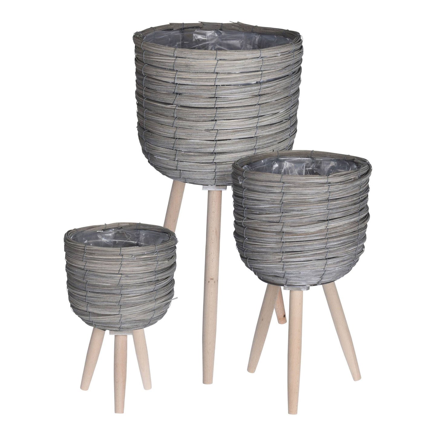 Well Home Set 3 Maceteros C/patas Gris Ø21ø25ø30cm_0
