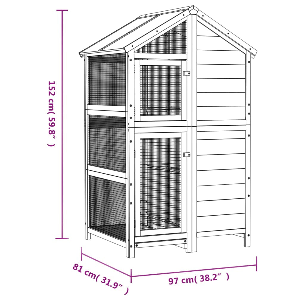 Vidaxl Casita Para Pájaros Madera Maciza Pino Color Moca 97x81x152 Cm_2