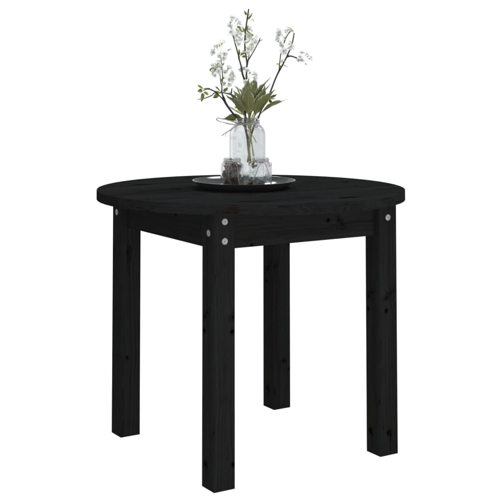 Mesa De Centro De Madera Maciza De Pino Negro Ø 55x45 Cm_2
