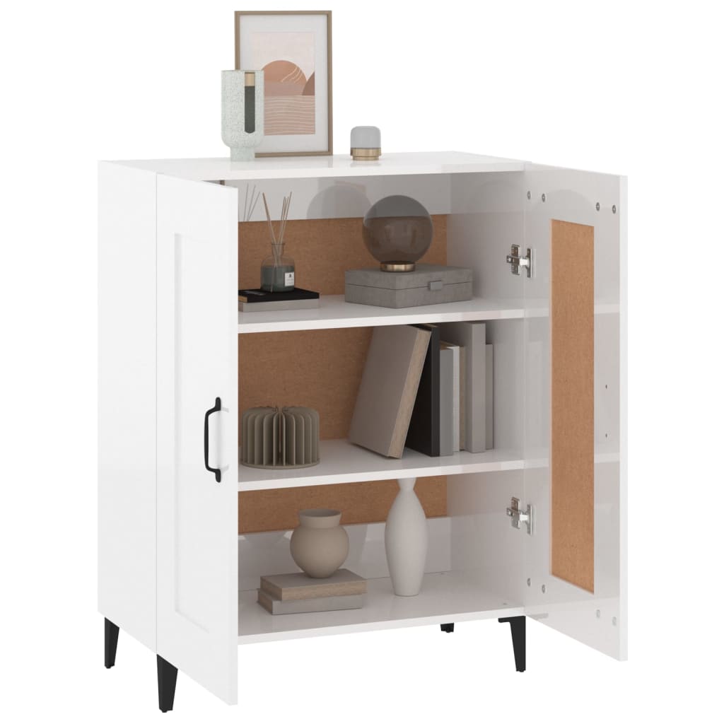 Aparador De Madera Contrachapada Blanco Brillante 69,5x34x90 Cm / Vetonek_4
