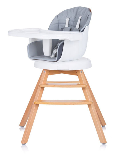Trona Evolutiva 3 En 1 Con Patas De Madera Y Asiento De Polipiel Giratorio Rotto Platinum_2