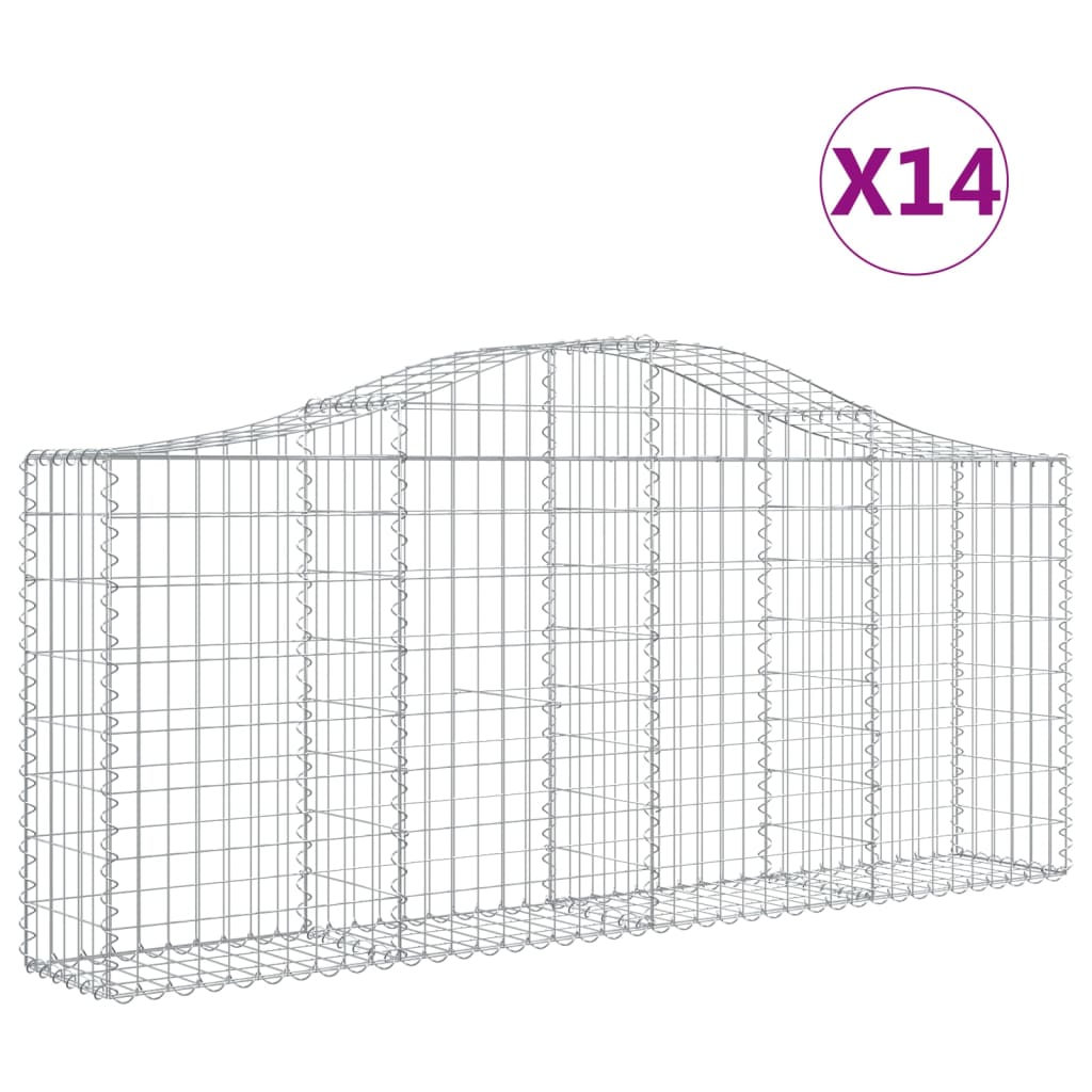 Cestas De Gaviones 14 Uds Forma De Arco Hierro 200x30x80/100 Cm_0