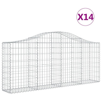 Cestas De Gaviones 14 Uds Forma De Arco Hierro 200x30x80/100 Cm_0