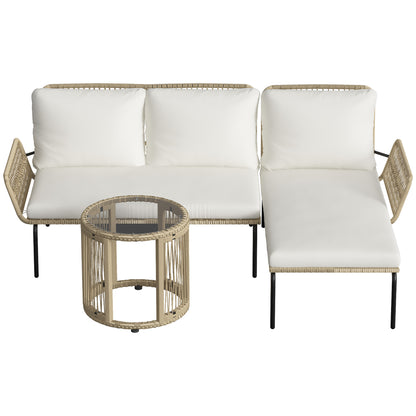 Muebles De Jardín Outsunny Metal, Ratán Crema 122x79x75 Cm_4