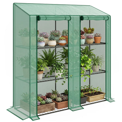 Outsunny Invernadero De Jardín De 3 Niveles 143x46x141/151 Cm Verde_0