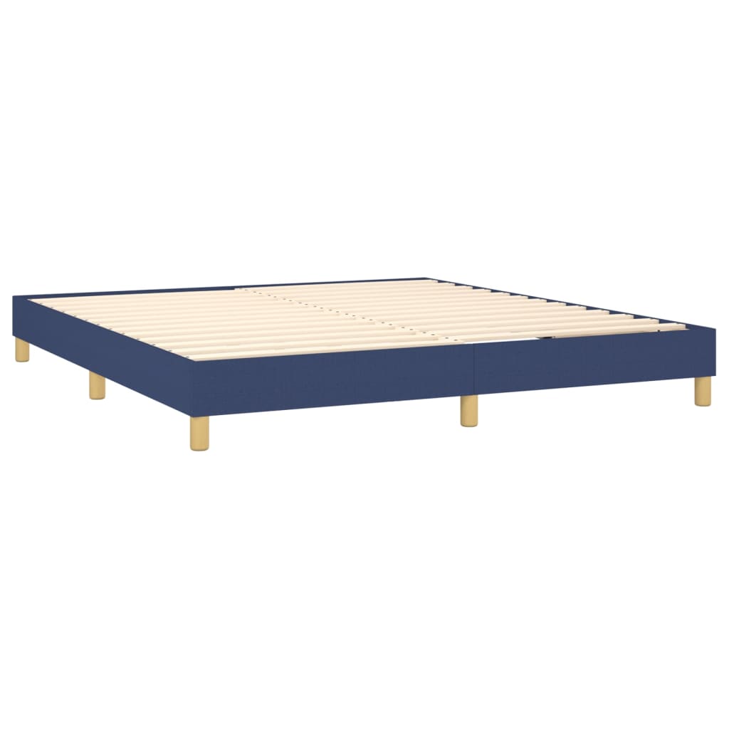 Cama Box Spring Con Colchón Y Led Tela Azul 160x200 Cm / Vetonek_1