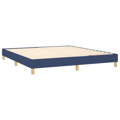 Cama Box Spring Con Colchón Y Led Tela Azul 180x200 Cm / Vetonek_3