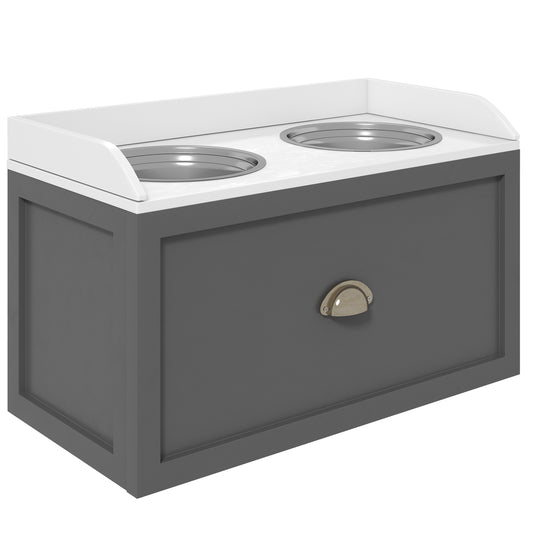 Pawhut Comedero Elevado Para Perros Grandes Con 2 Tazones 60x30x36 Cm Gris_0