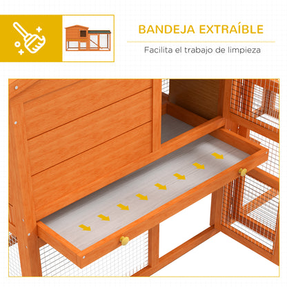 Pawhut Conejera De Madera 150x45x85 Cm Con Techo Asfáltico Natural_5