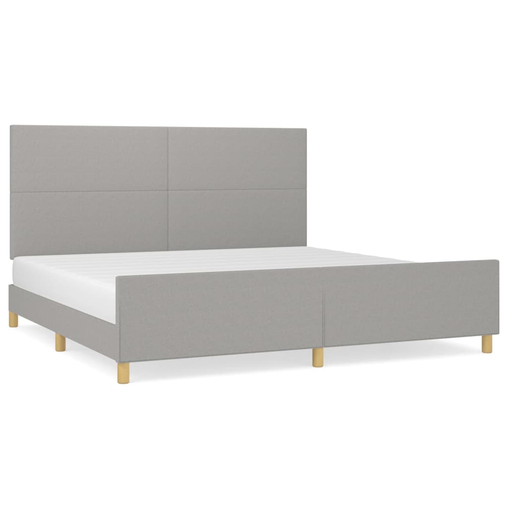 Estructura De Cama Con Cabecero De Tela Gris Claro 200x200 Cm / Vetonek_0