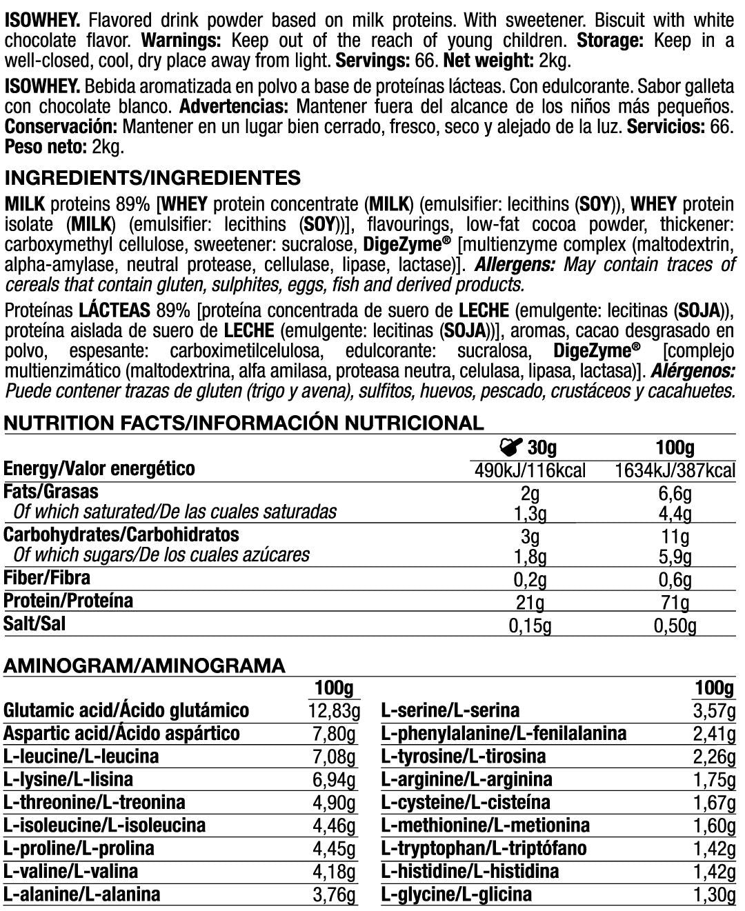 Isowhey - 2kg - Chocolate Blanco Con Choco Rings - Proteína De Aislado De Suero Isolate - Quamtrax_5