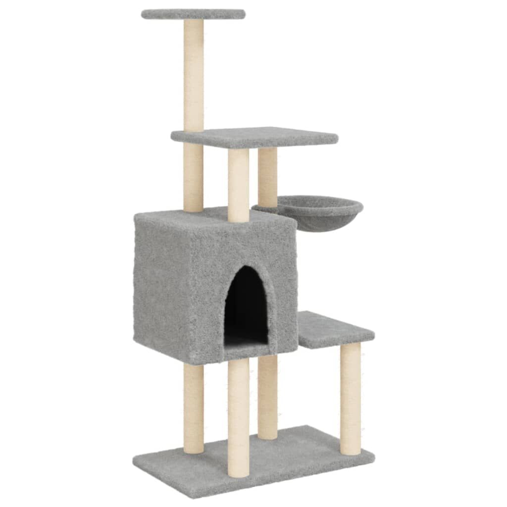 Vidaxl Rascador Para Gatos Con Postes De Sisal Gris Claro 131 Cm_0