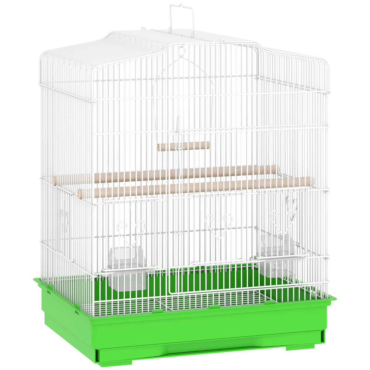 Pawhut Jaula Para Pájaros Con Puertas Comederos Y Bandeja 46,5x36x59 Cm Verde_0