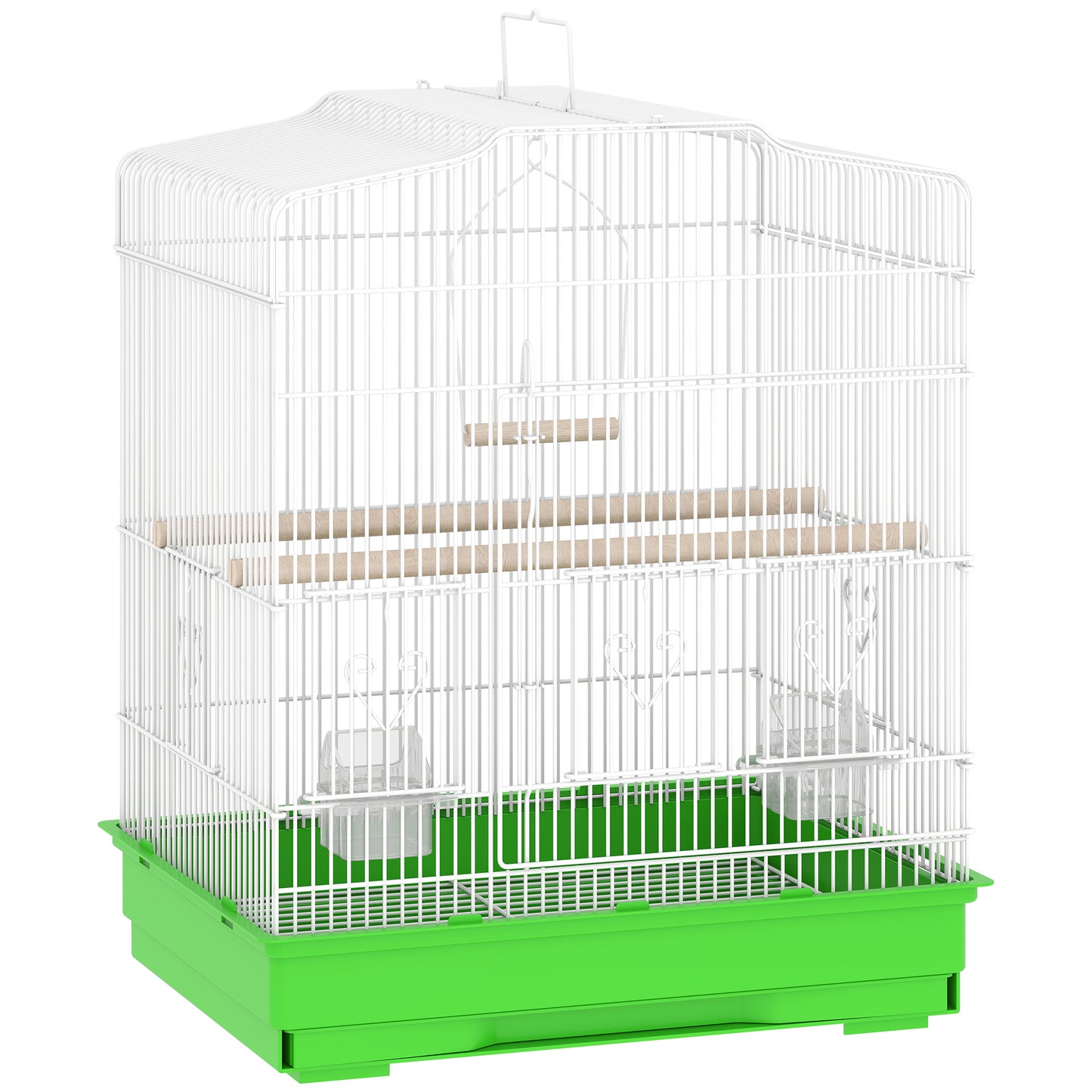 Pawhut Jaula Para Pájaros Con Puertas Comederos Y Bandeja 46,5x36x59 Cm Verde_0