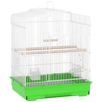 Pawhut Jaula Para Pájaros Con Puertas Comederos Y Bandeja 46,5x36x59 Cm Verde_0