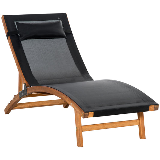 Outsunny Tumbona De Jardín Respaldo Ajustable Reposacabeza Extraíble 182x64x71cm_0