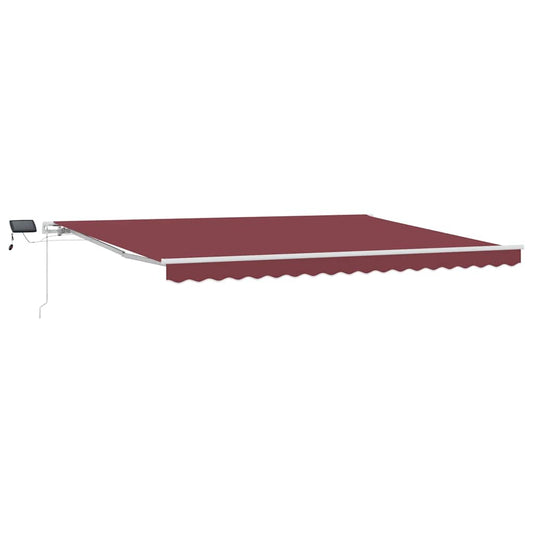 Toldo Retráctil Manual Con Luces Led Burdeos 450x300 Cm_0