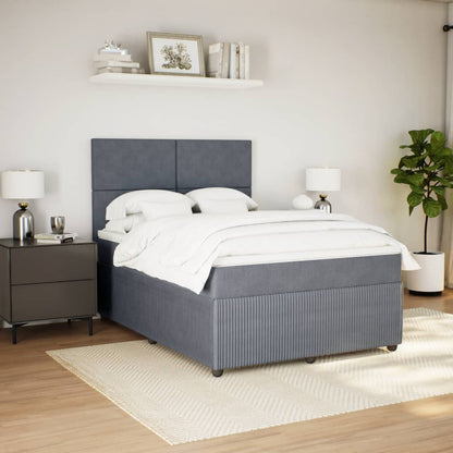 Cama Box Spring Con Colchón Terciopelo Gris Oscuro 140x200 Cm / Vetonek_4