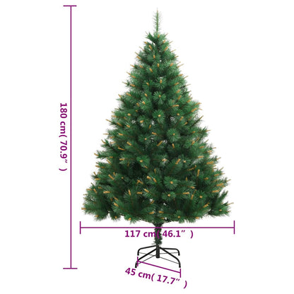 Vidaxl Árbol De Navidad Artificial Con Bisagras 300 Led Y Bolas 180 Cm_2