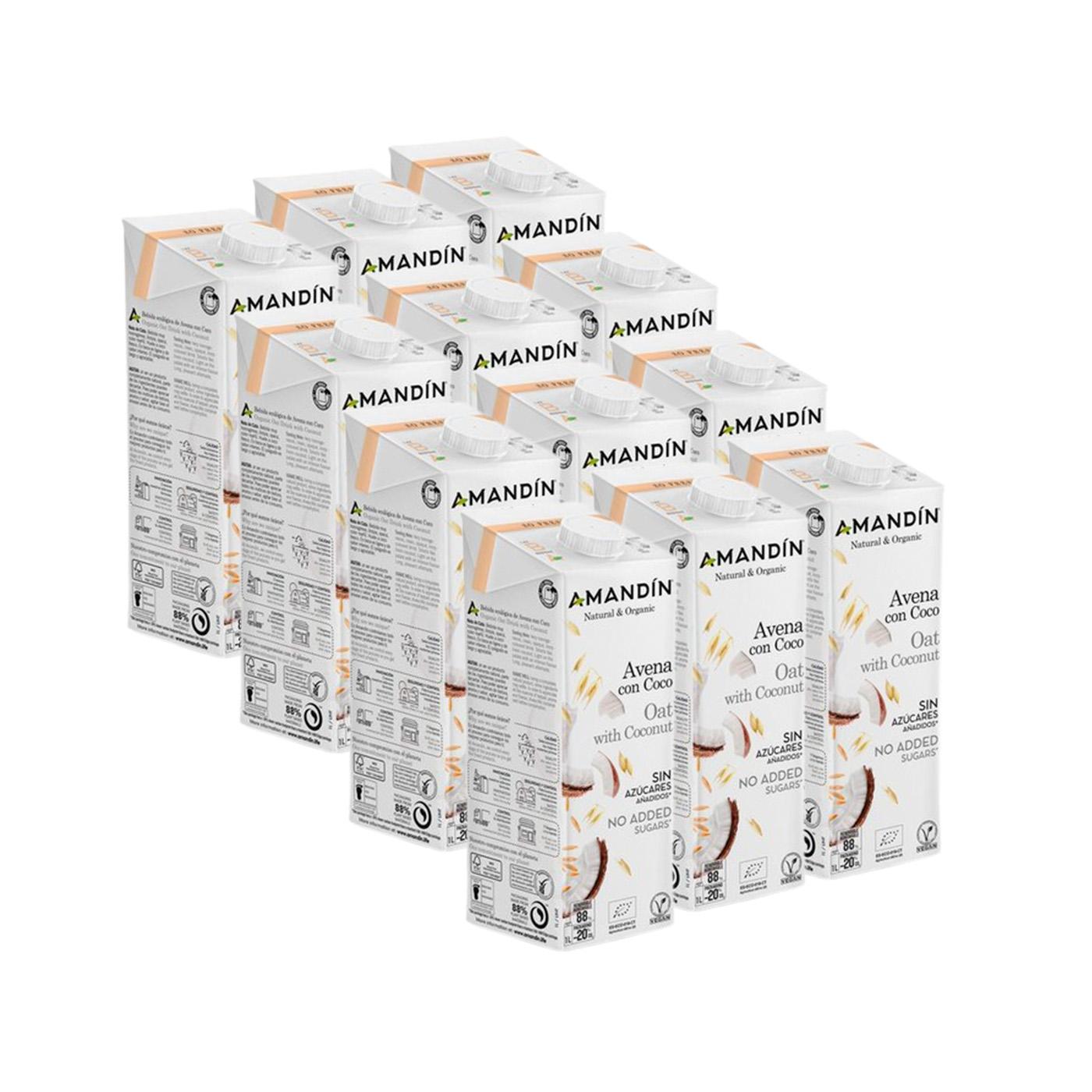 Pack 12 x Bebida de Avena con Coco Amandín 1 L