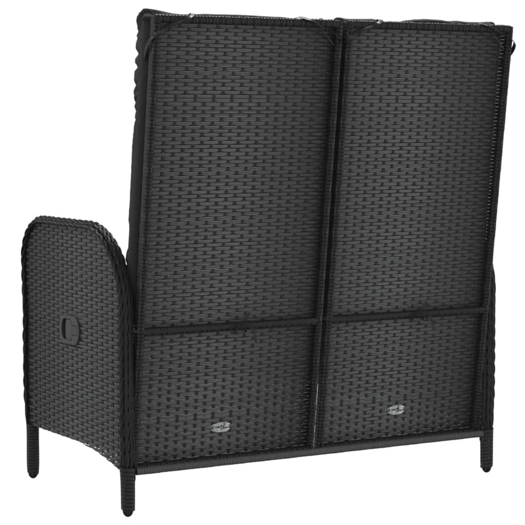 Vidaxl Banco De Jardín Reclinable Con Cojines Ratán Pe Negro 107 Cm_4