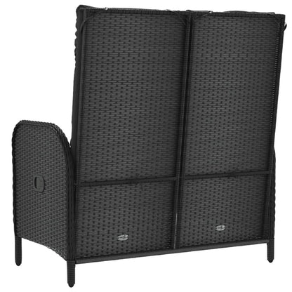 Vidaxl Banco De Jardín Reclinable Con Cojines Ratán Pe Negro 107 Cm_4