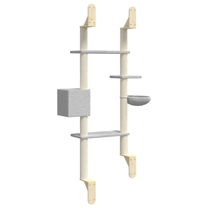 Vidaxl Árbol Rascador Para Gatos De Pared Gris Claro 180 Cm_5