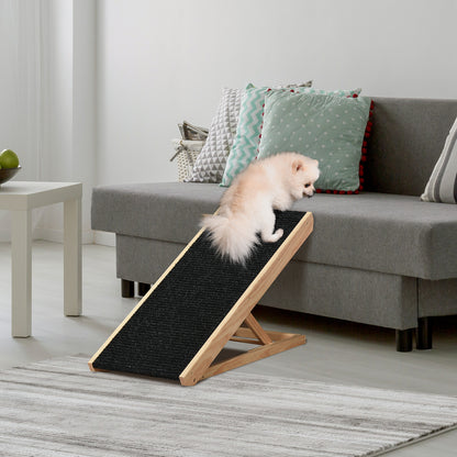 Pawhut Rampa Plegable Perros Madera Antideslizante Altura Ajustable 90x40x61 Cm_1