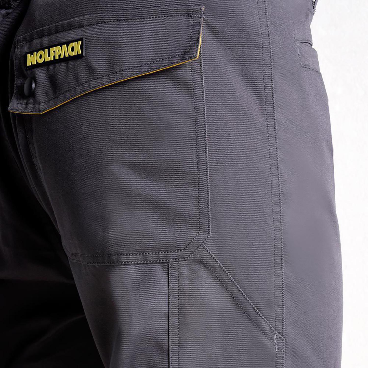 Pantalones Largos Detrabajo, Multibolsillos, Resistentes, Rodilla Reforzada, Gris/amarillo Talla 42/44 M_2