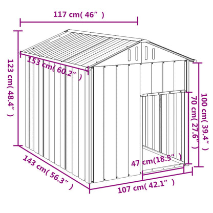Caseta Perros Con Tejado Acero Galvanizado Gris 117x153x123 Cm_4