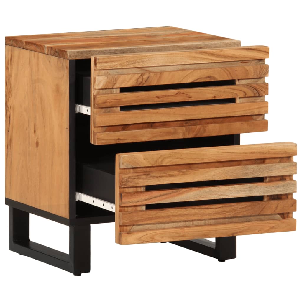 Mesita De Noche De Madera Maciza De Acacia 40x34x46 Cm_1