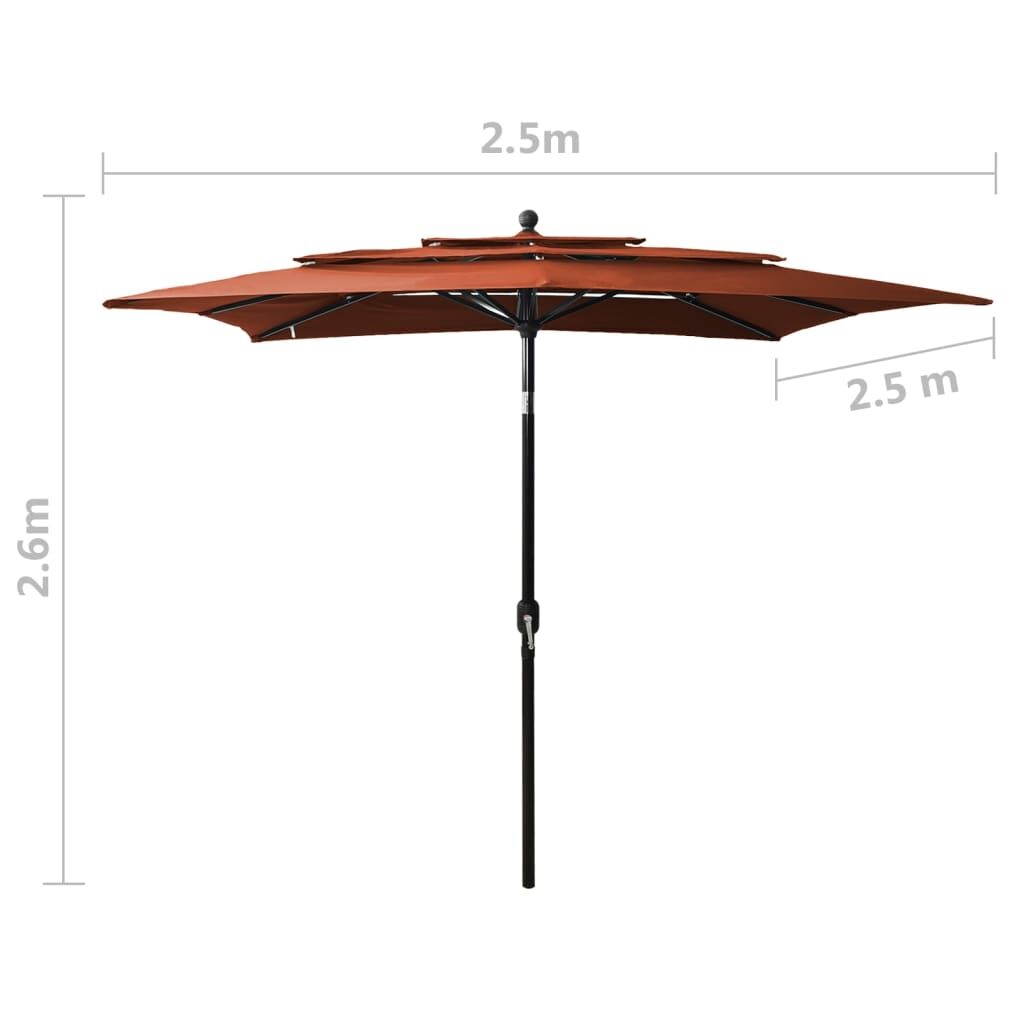 Vidaxl Sombrilla Jardín 3 Niveles Palo De Aluminio Terracota 2,5x2,5 M_2