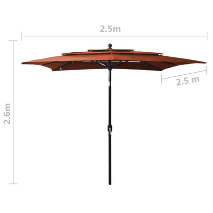 Vidaxl Sombrilla Jardín 3 Niveles Palo De Aluminio Terracota 2,5x2,5 M_2