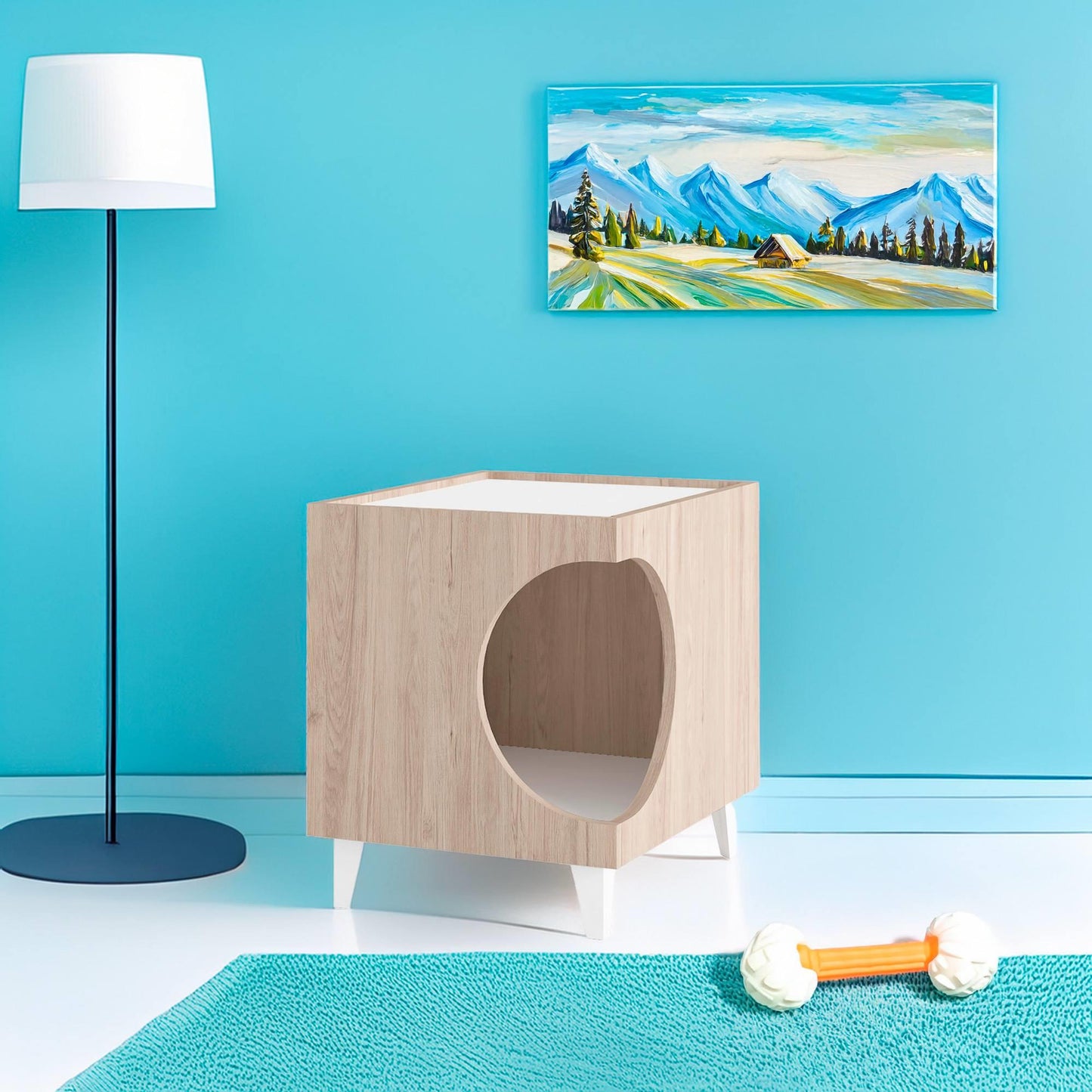 Well Home Mesilla Con Orificio Para Mascotas En Color Madera 50x40x40cm