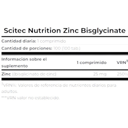 Bisglicinato De Zinc - 100 Tabletas - Minerales - Scitec Nutrition_1